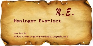 Maninger Evariszt névjegykártya